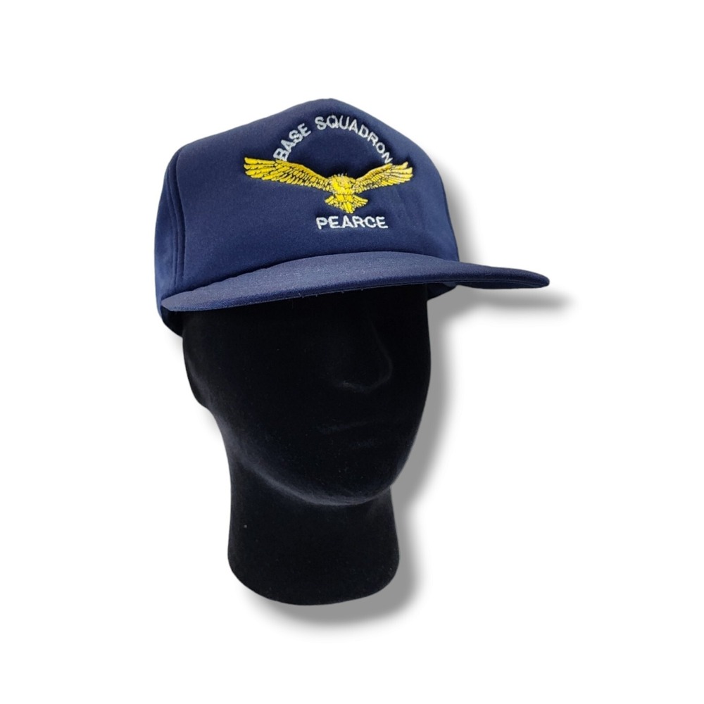 Vintage BASE SQUADRON PEARCE Military Trucker Snapback Blue Hat Cap